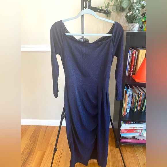 BTFBM Women Off Shoulder Bodycon Dress with Slit Glitter Ball Gown Maxi Dress S - Picture 11 of 13